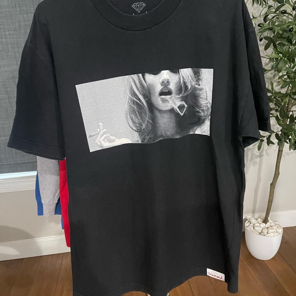 Black Graphic T-Shirt with Monochrome Print